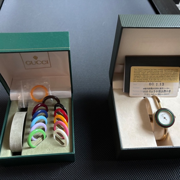 Gold Gucci Bezel Watch - Full Set